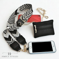 Black & White Chevron Crossbody Phone Strap with Pouch – Simply Styled