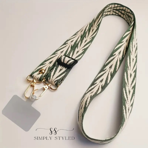 Green & Cream Pattern Adjustable Phone Strap – Simply Styled