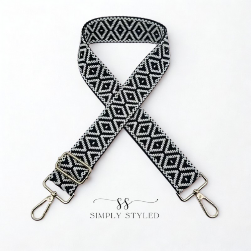 Black & White Geometric Adjustable Handbag Strap – Simply Styled