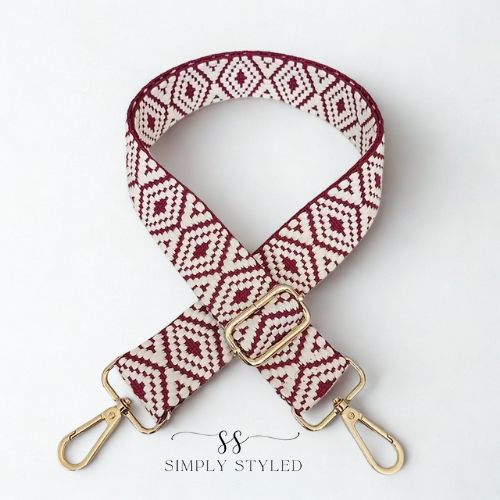 Red & White Geometric Adjustable Handbag Strap – Simply Styled