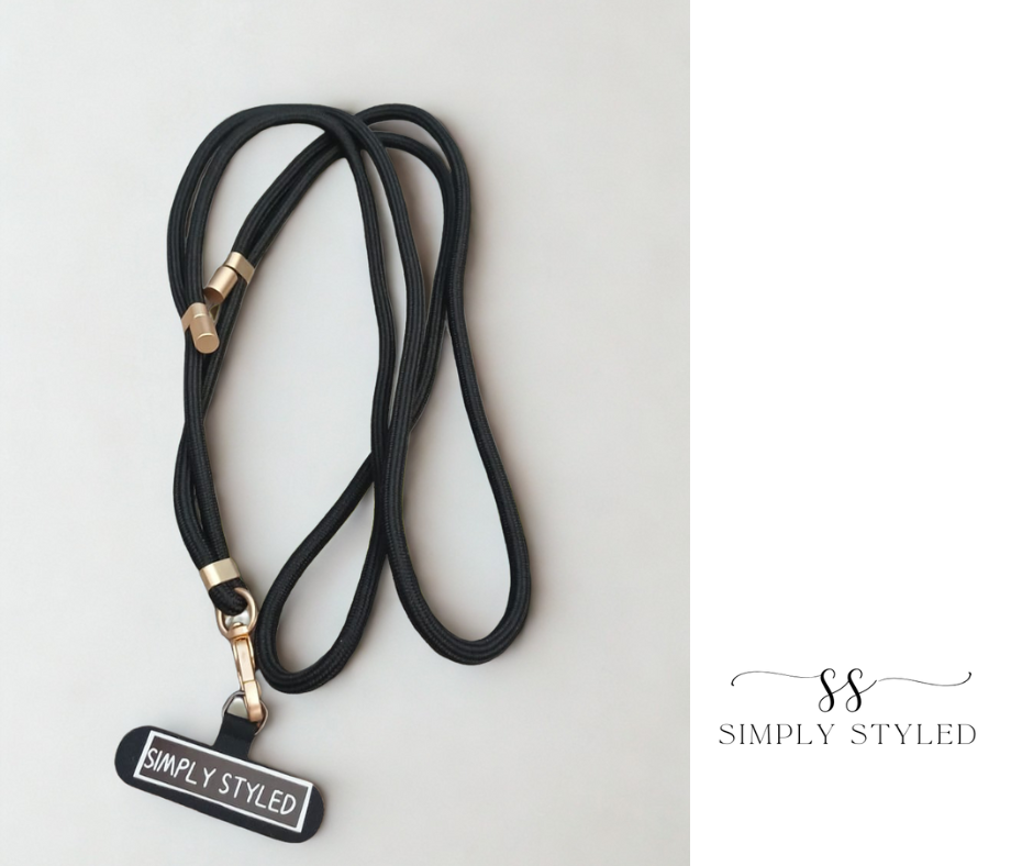 Black Adjustable Crossbody Phone Lanyard  – Simply Styled
