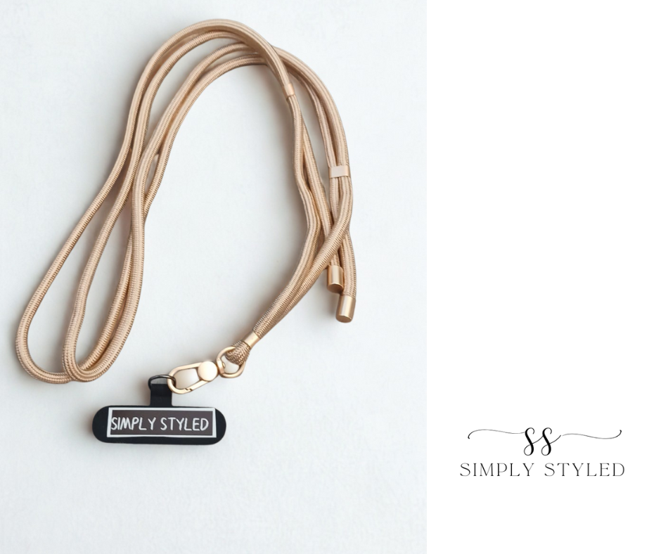 Beige Adjustable Crossbody Phone Lanyard  – Simply Styled